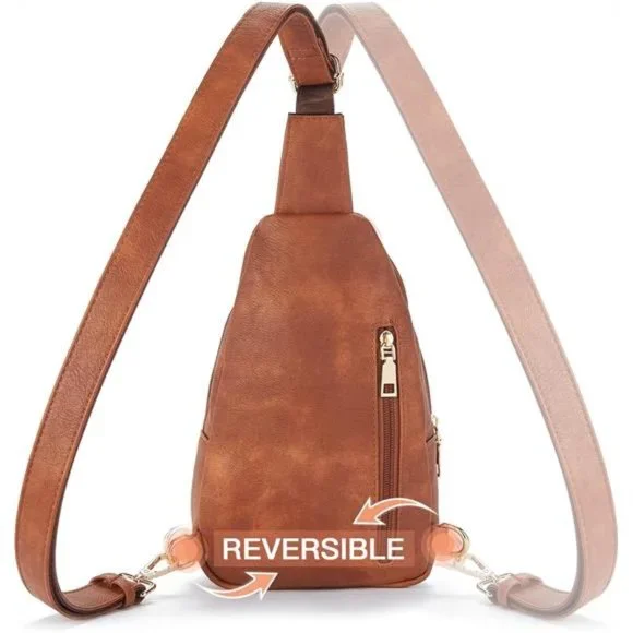 Small Sling Bag for Women Leather Crossbody Fanny Packs Chest Bag for Women - Picture 5 of 7